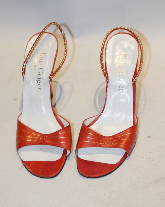 A Vintage 1970s red Rust and Gold Kurt Geiger San… - image 2