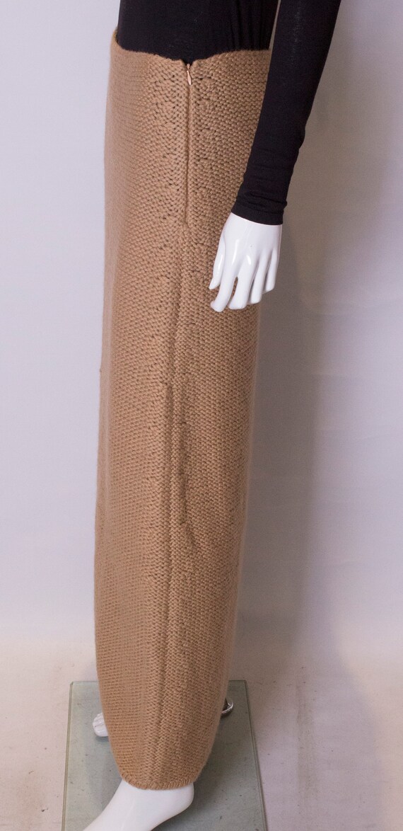 A Vintage 1990s brown wool knitted long skirt by … - image 6