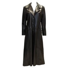 Image of A Vintage S Full Length Black Leather Coat