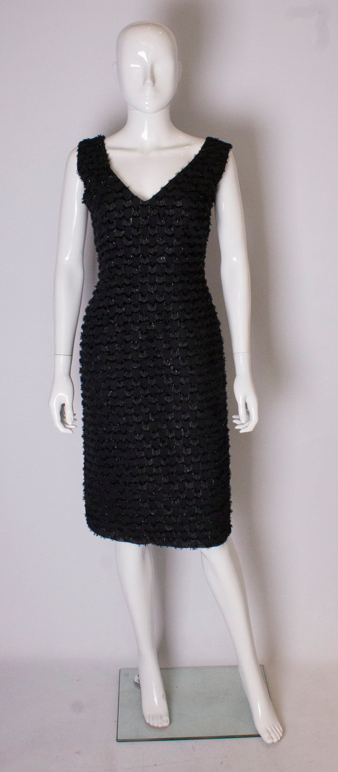 Image of A Vintage S Black Glitter Cocktail Dress By Tussi