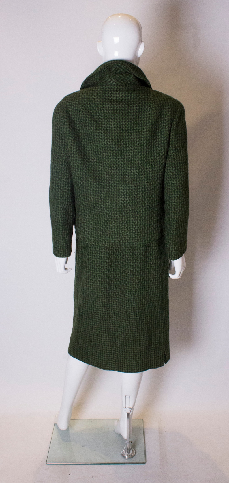 A Vintage 1950s Hardy Amies Green and Black Wool Suit