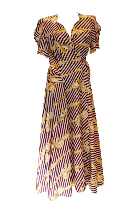 Vintage 1940s Print Wrap Over Dress