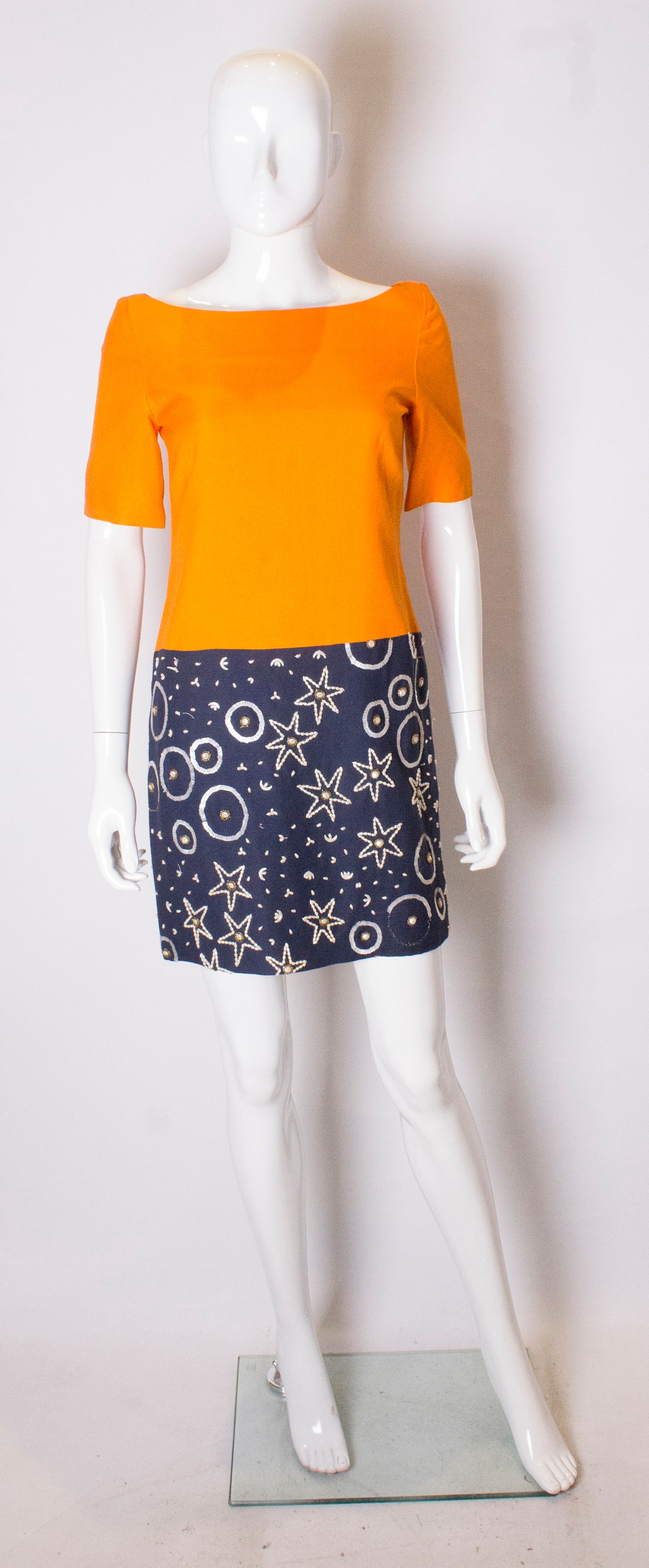 Image of A Vintage S Tomasz Starzewski Orange & Navy Cocktail Dress