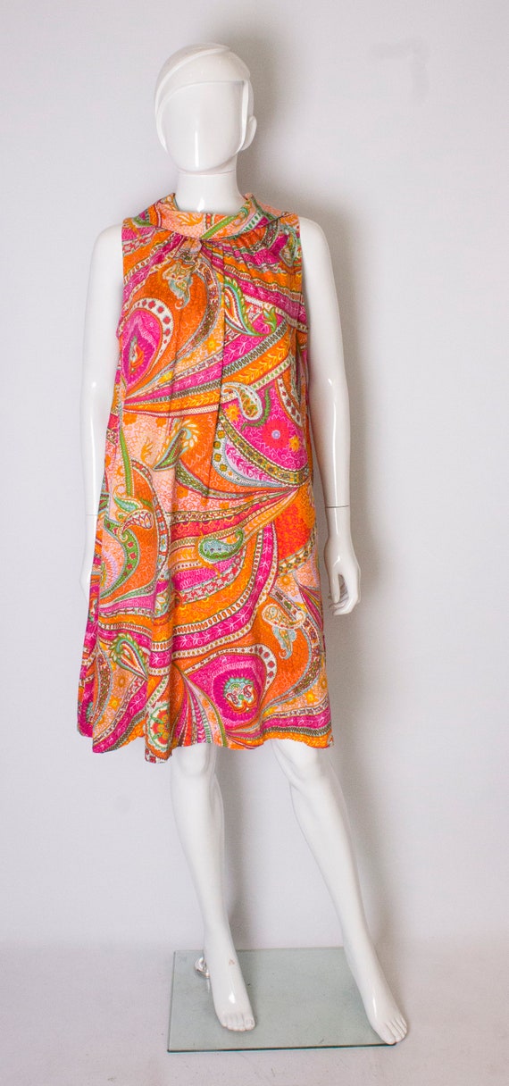 A vintage 1960s colourful abstract printed cotton