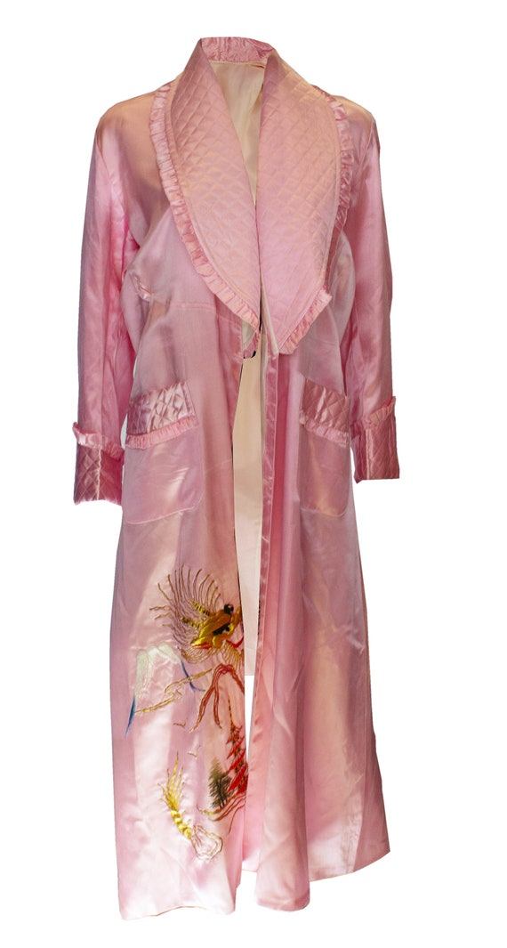 Vintage Pink Dressing Gown with Quilted Detail an… - image 1