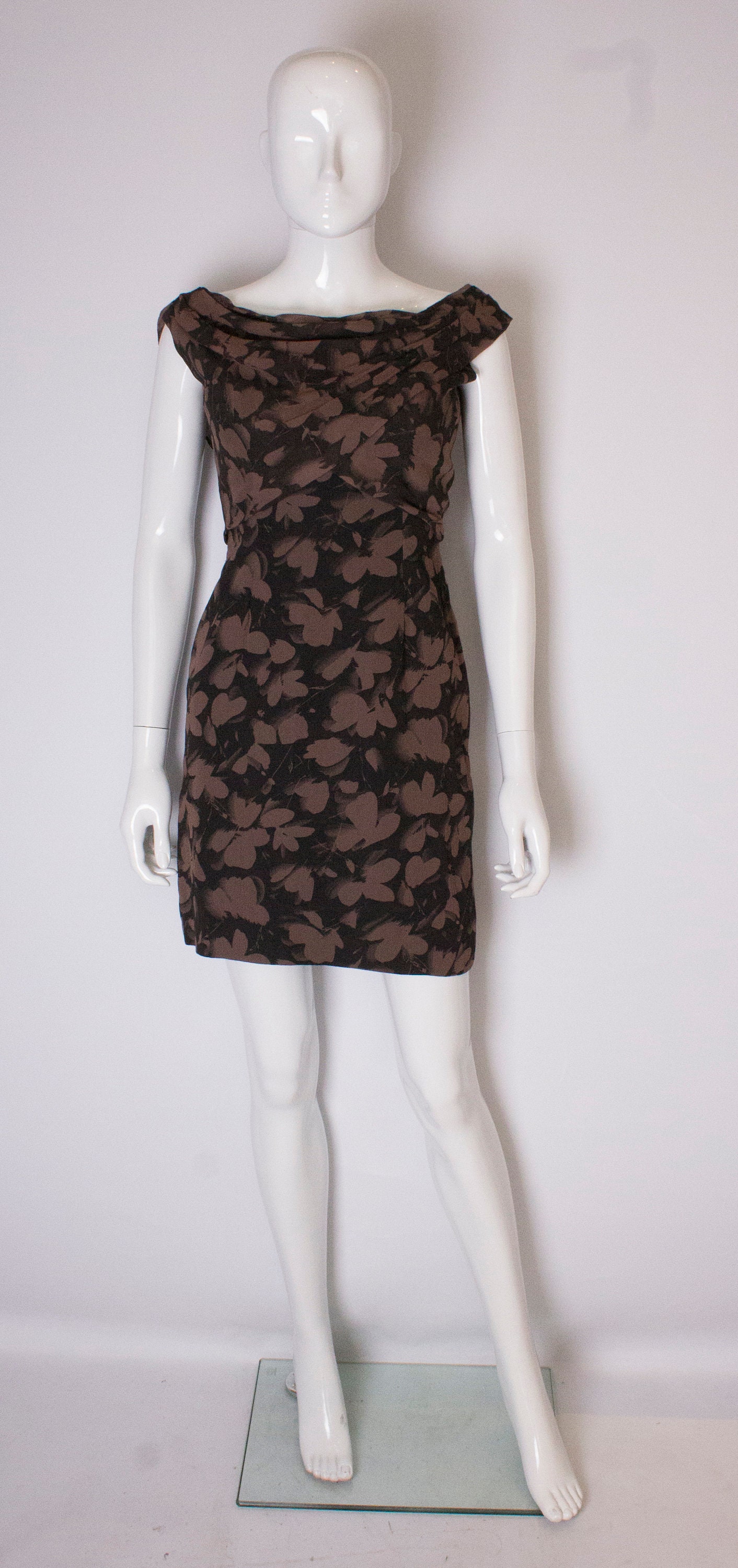 Image of A Vintage S Floral Printed Scoop Back Cocktail Dress