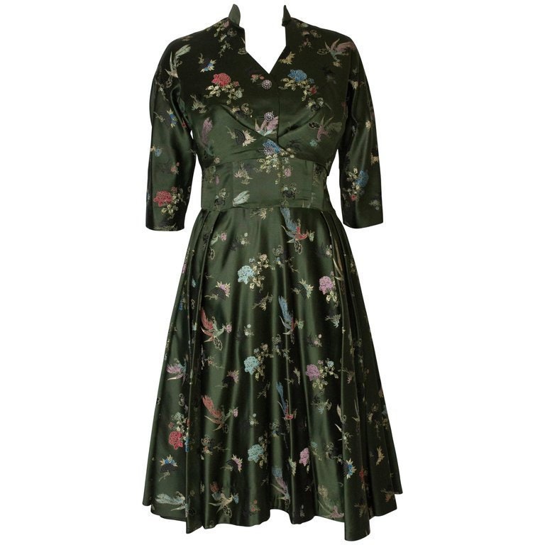 Image of A Vintage S Sage Green Party Dress & Bolero Jacket By Butterick