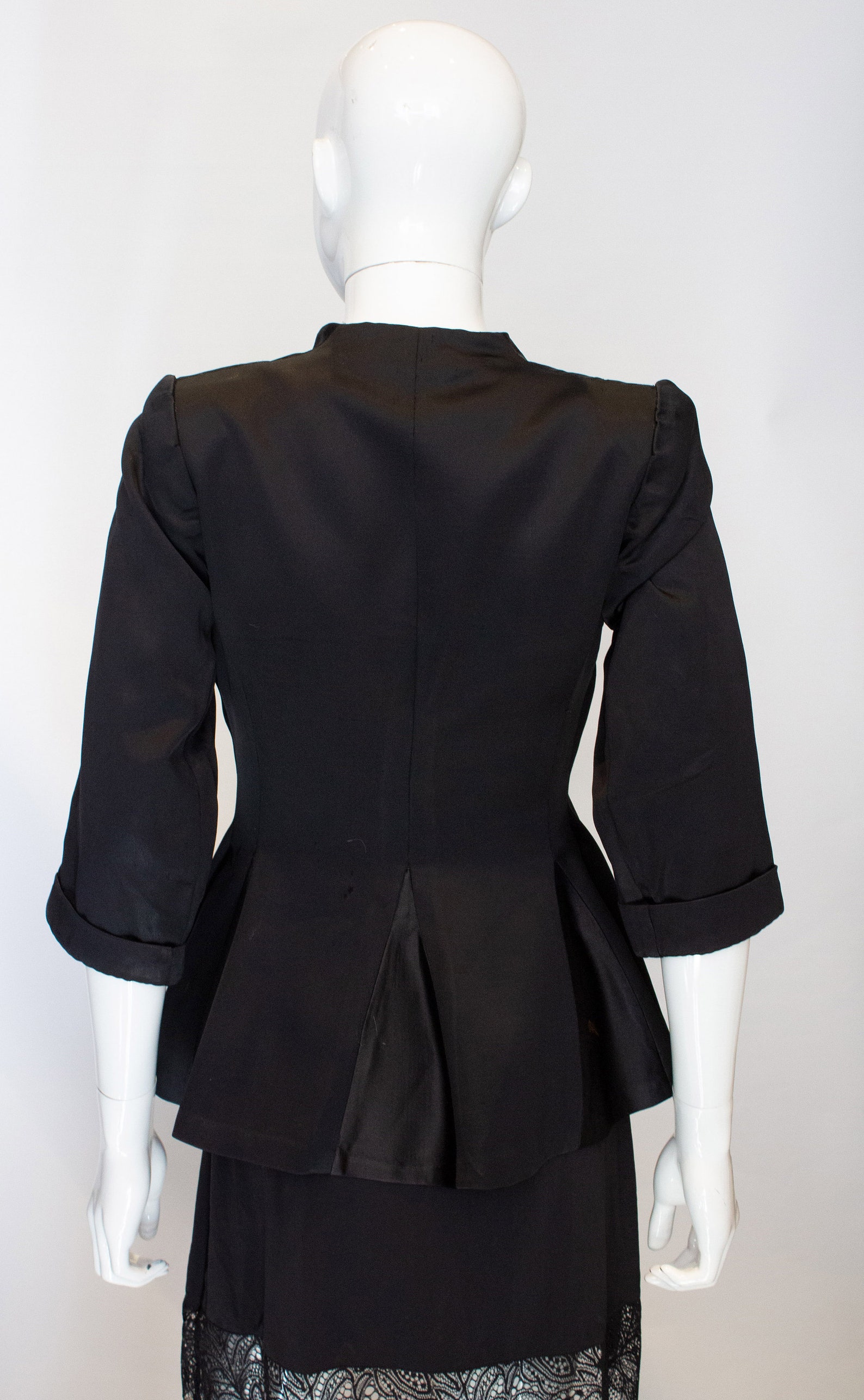 Vintage Black Satin Evening Jacket With Elbow Length Sleaves Etsy