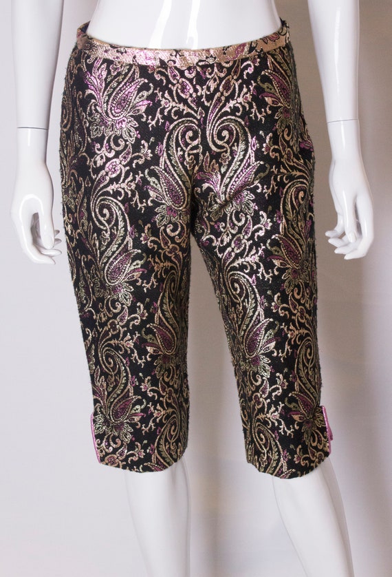 A Vintage 1970s metalic Brocade Shorts - image 2