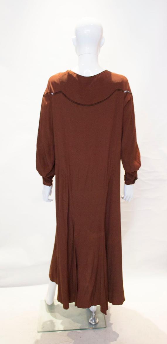 A Vintage 1920s Brown Silk flapper Dress - image 6