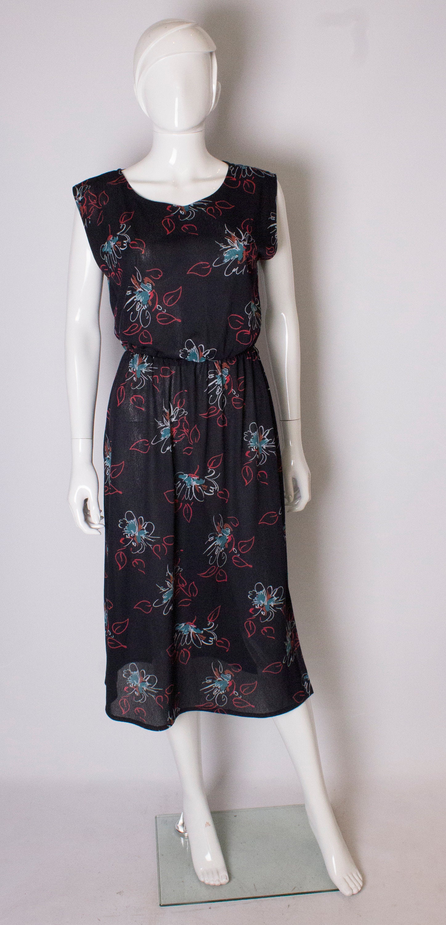 Image of A Vintage S Abstract Floral Printed Shift Day Dress