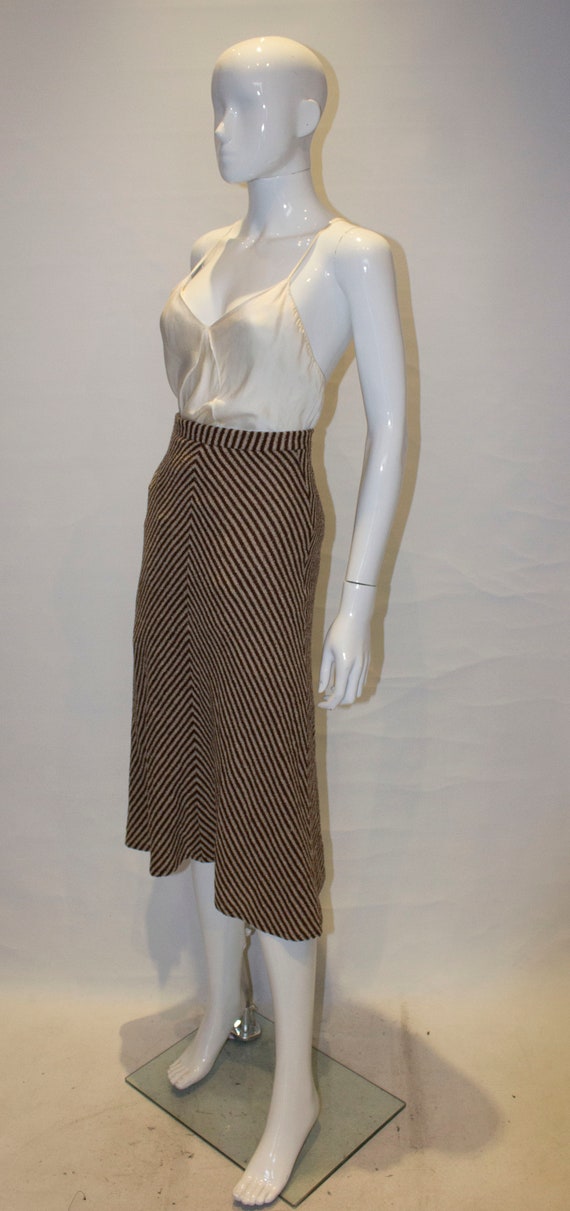 A Vintage 1970s Brown and White Stripe Skirt - image 4