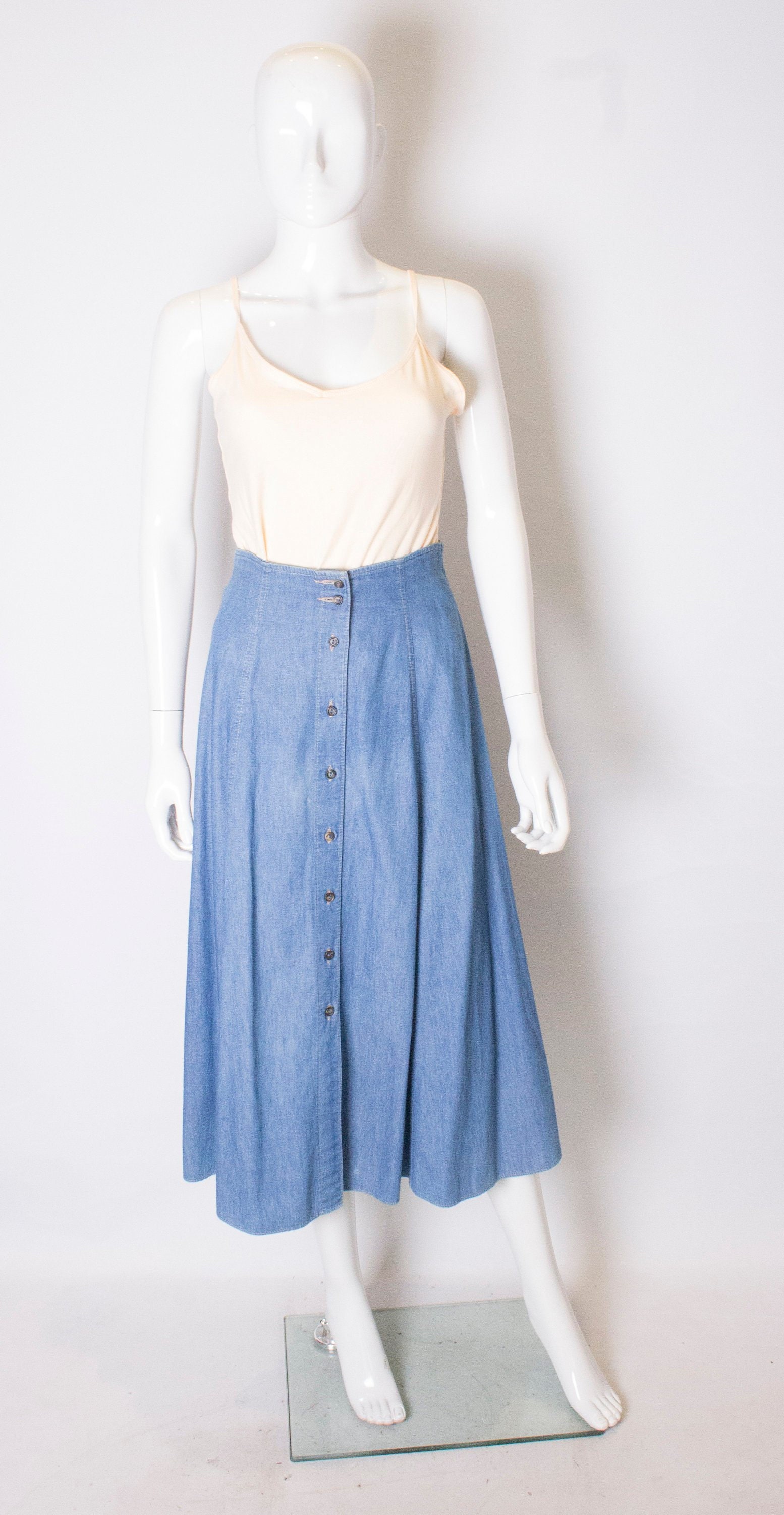 Image of A Vintage S Button Through Denim Skirt