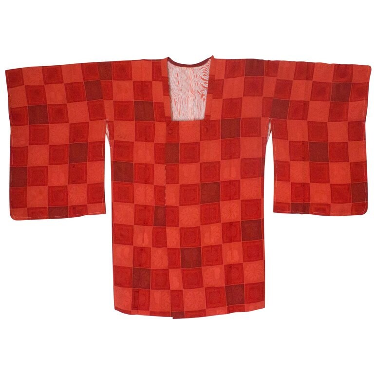 Image of A Vintage S Rust Burnt Orange Colour Silk Kimono Jacket