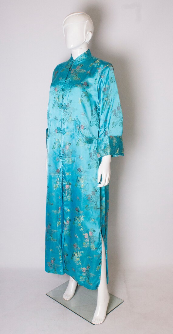 A 1960s Vintage Turquoise chinese satin embroider… - image 3