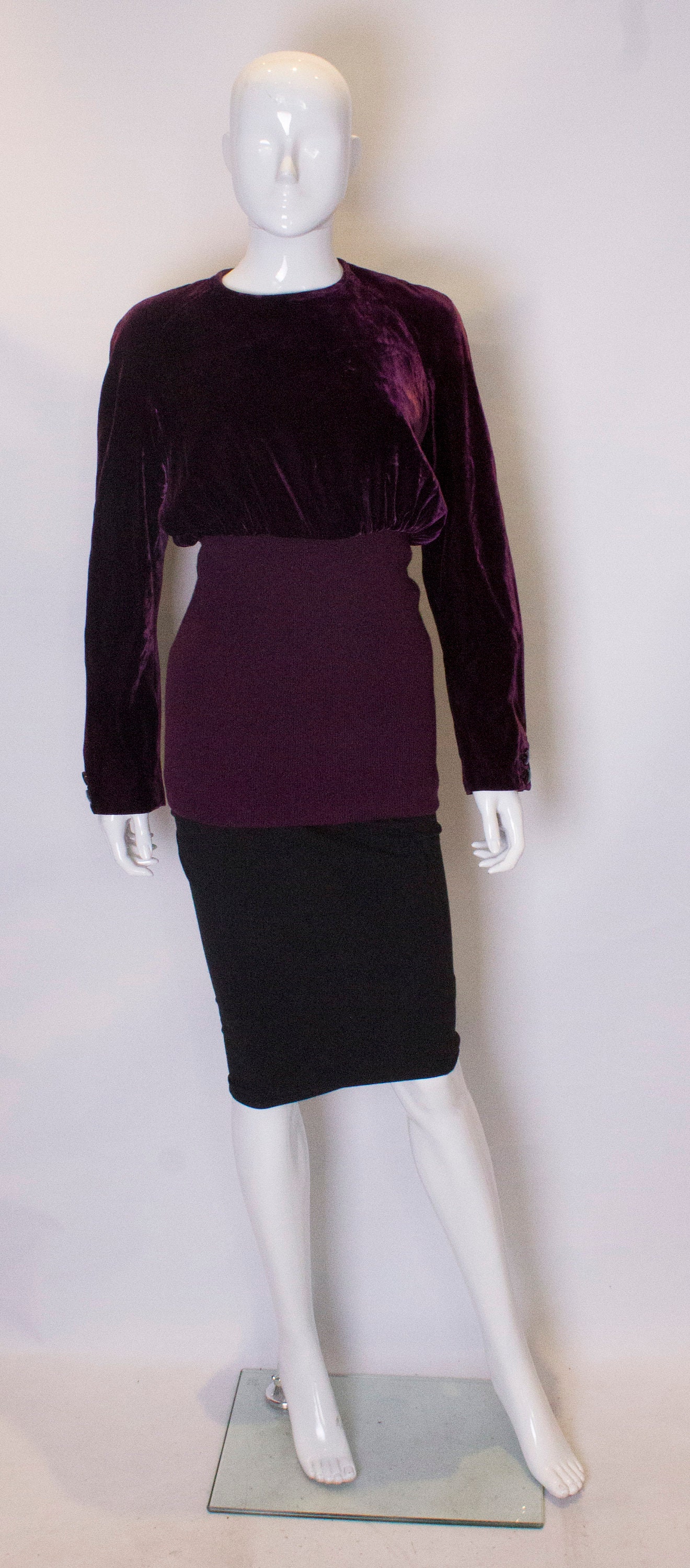 Image of A Vintage Valentino Burgandy Boutique Velvet Top Jumper