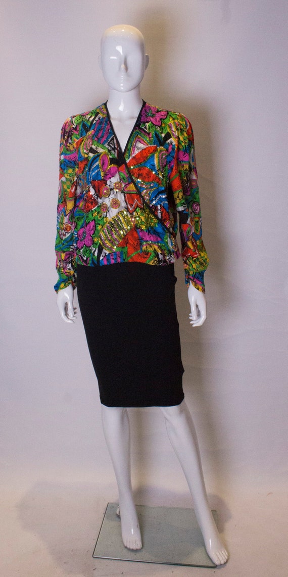 A 1980s Vintage Diane Fres Top with Bead and Sequi