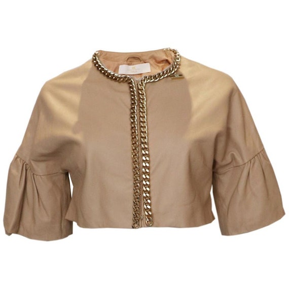 A Vintage Elisabetta Franchi Biscuit Coloured Leather Bolero Biscuit Coloured Leather Bolero