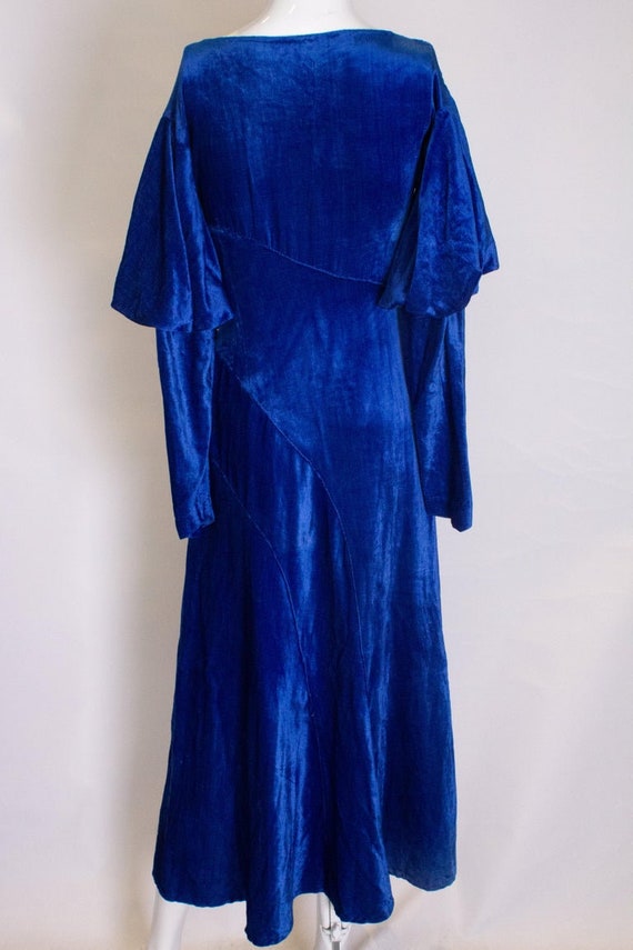 A Vintage 1930s Blue Silk Velvet Dress - image 5