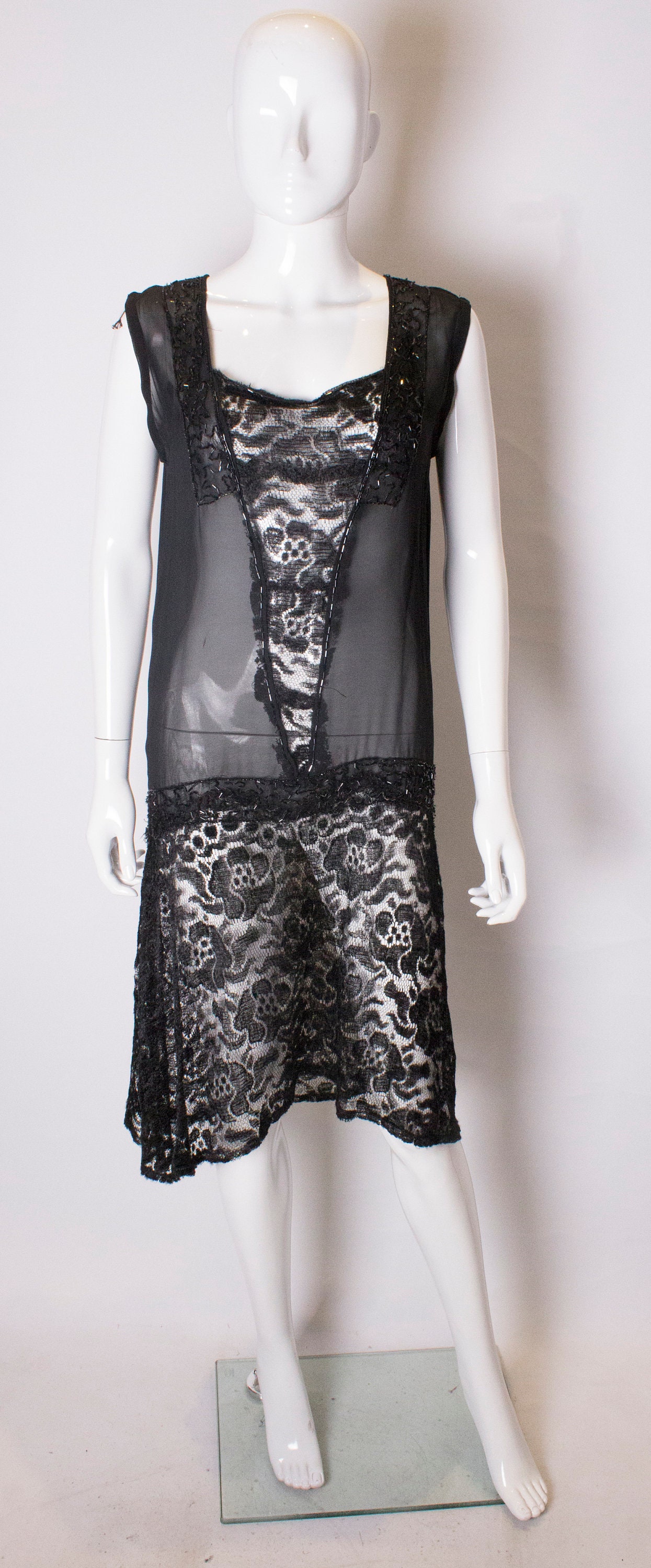 Image of A Vintage S Does S Flapper Style Evening Lace Dress