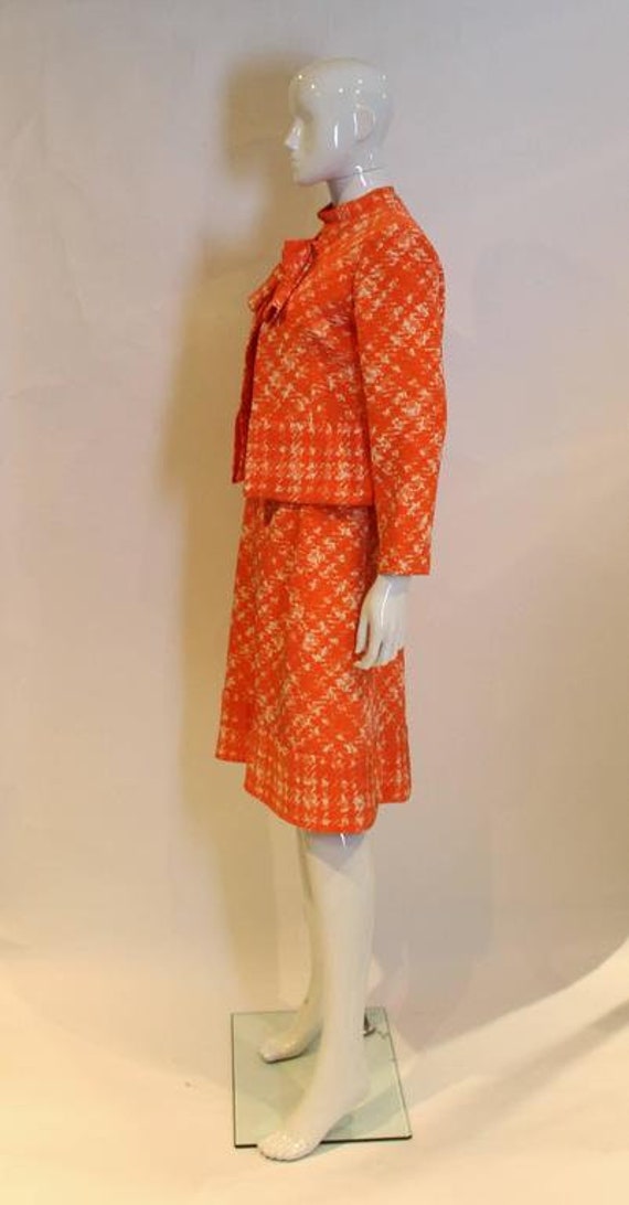 a vintage 1960s Pierre Balmain orange Dress and J… - image 7