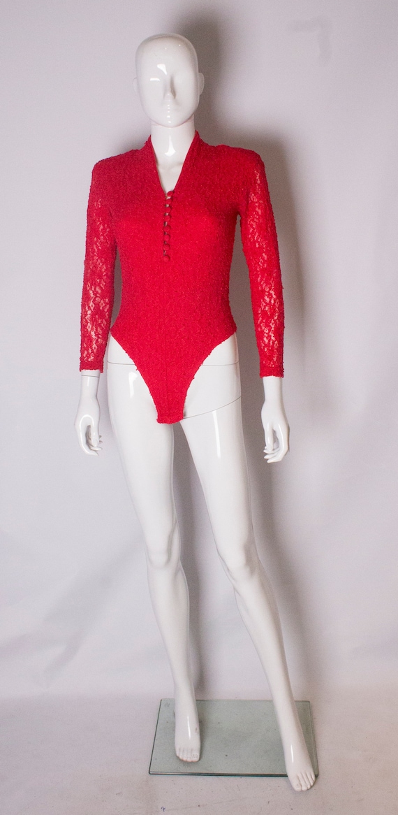 A Vintage 1980s Red Lace Body
