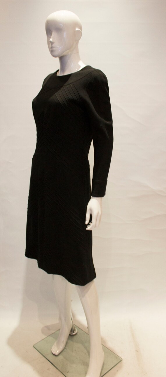 A Vintage Black Wool Hartnell Dress - image 3