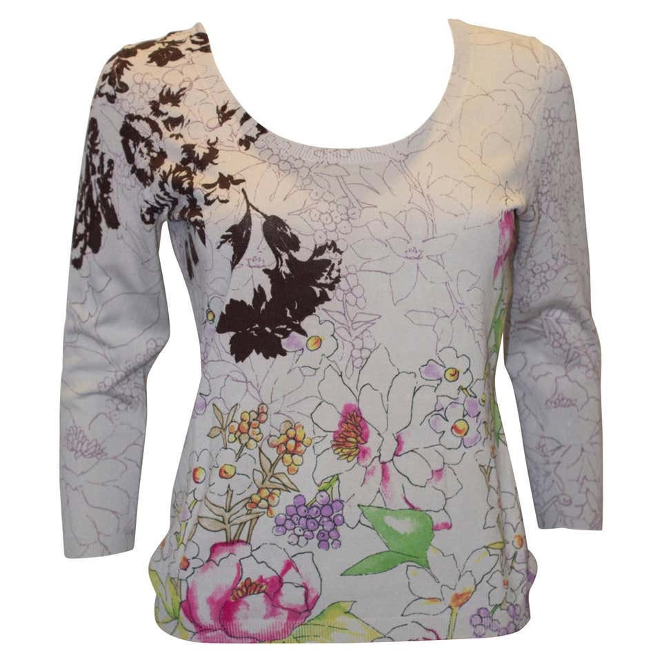Image of A Etro Silk Knit Floral Top
