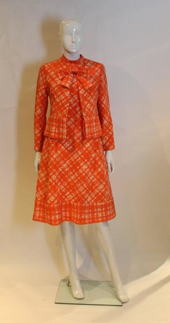 a vintage 1960s Pierre Balmain orange Dress and J… - image 2