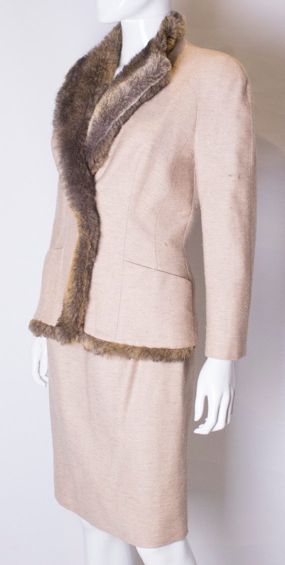 A chic vintage 1980s cream wool skirt suit by Mug… - image 4