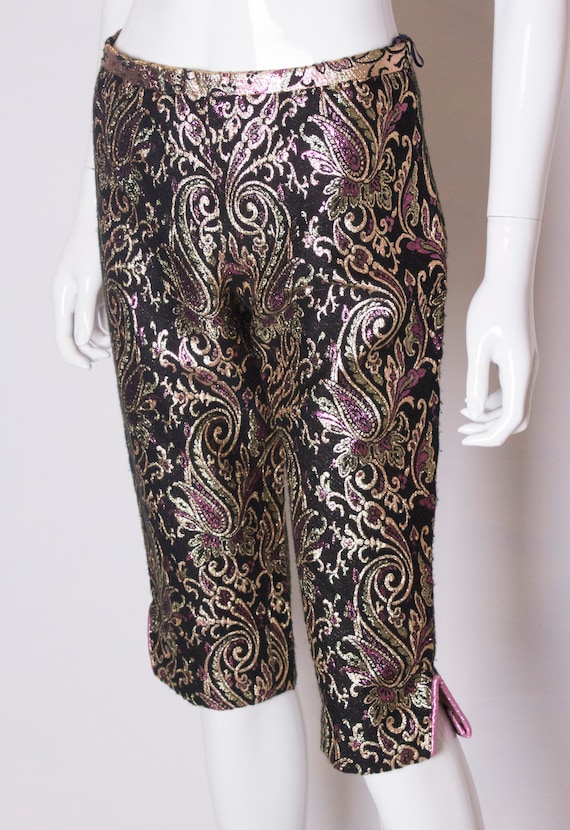 A Vintage 1970s metalic Brocade Shorts - image 3