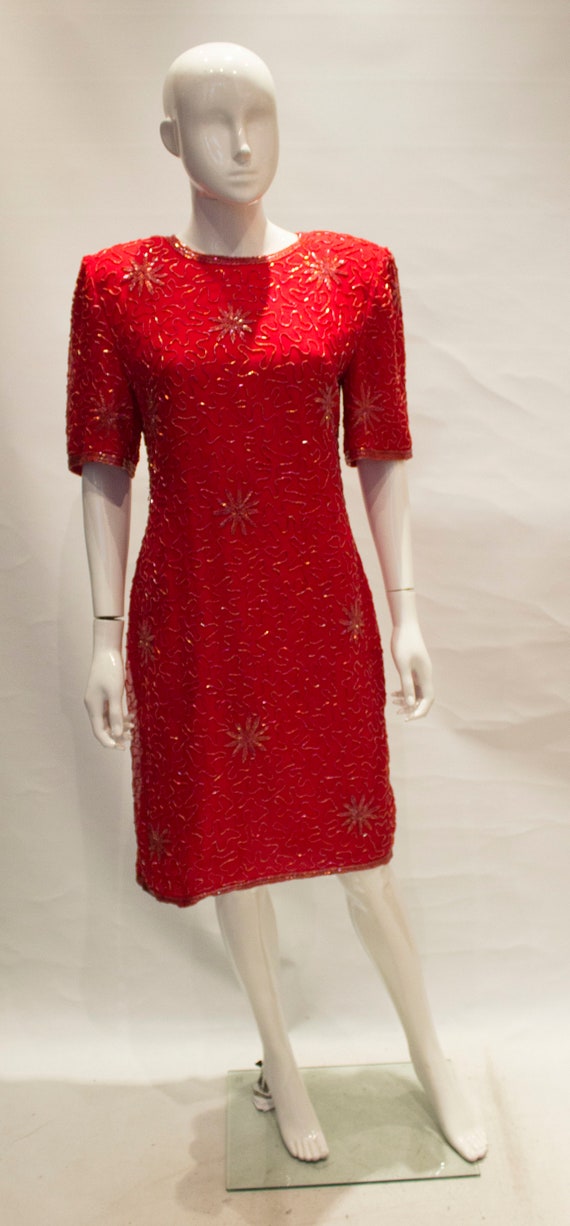 Vintage 1980s Silk Beaded Dress
