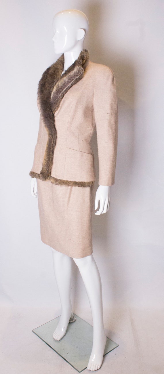 A chic vintage 1980s cream wool skirt suit by Mug… - image 3