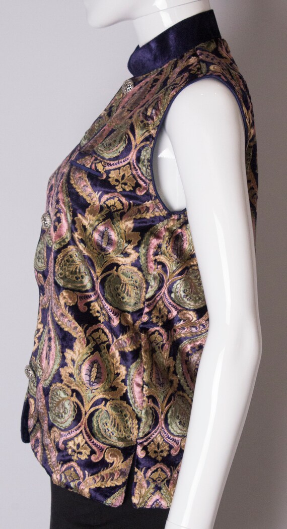 A Vintage 1990s  Silk Velvet Waistcoat - image 5