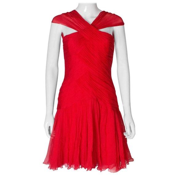 A 1990s Vintage scarlet red Silk Dress by Bellvill
