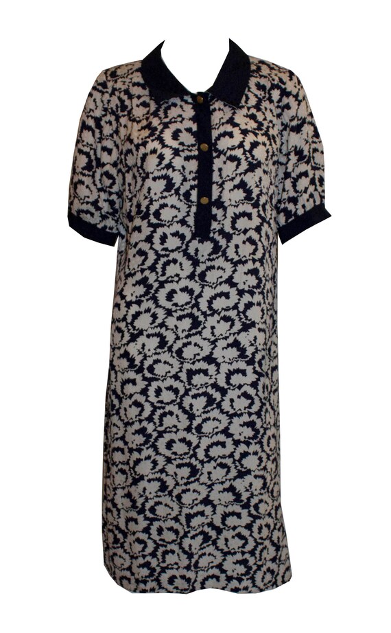 Hardy Amies, Vintage Hardy Amies Blue and White Silk Shirt Dress
