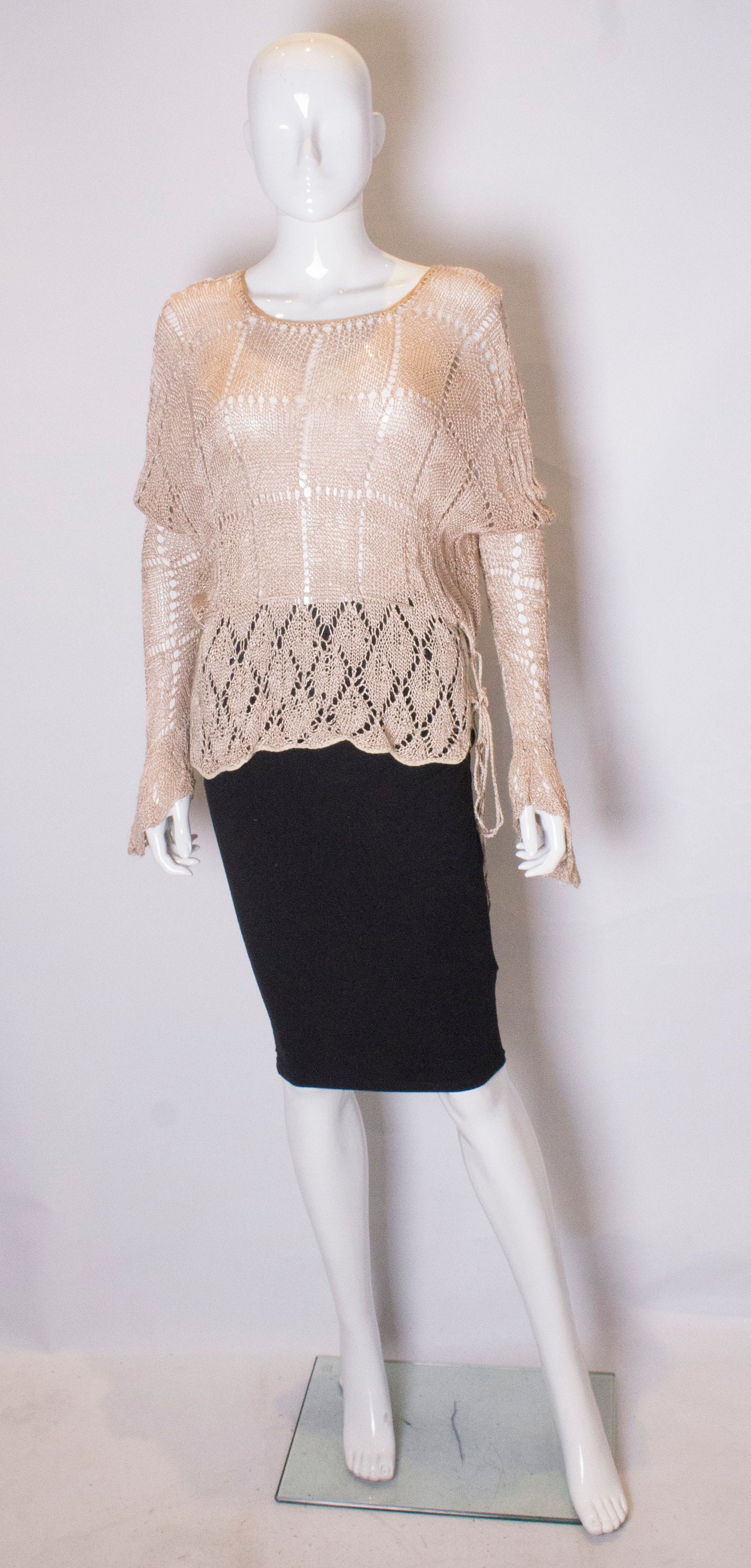 Image of A Vintage S Crochet Knit Cream Jumper