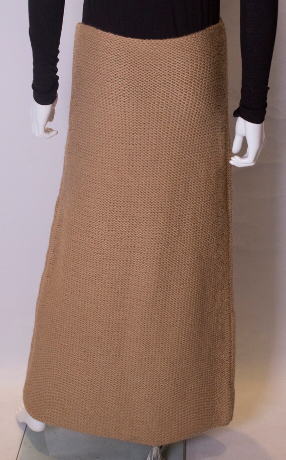 A Vintage 1990s brown wool knitted long skirt by … - image 8