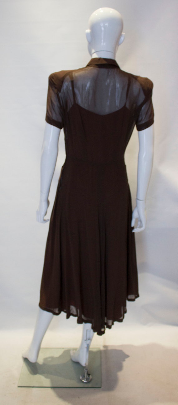 A Vintage Brown 1940s autumnal day Dress - image 6