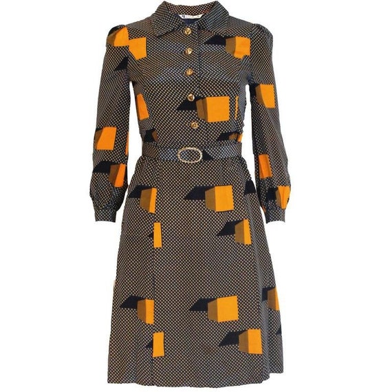 A Vintage 1970s polka dot spot Silk Shirt Dress