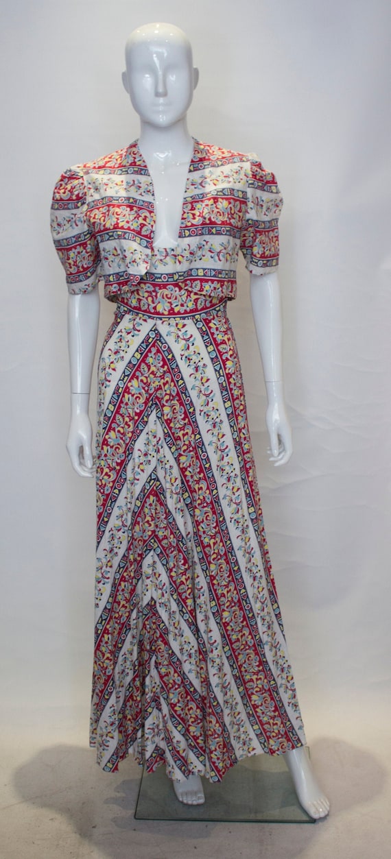 A Vintage 1940s printed Cotton Dress and Bolero Ja