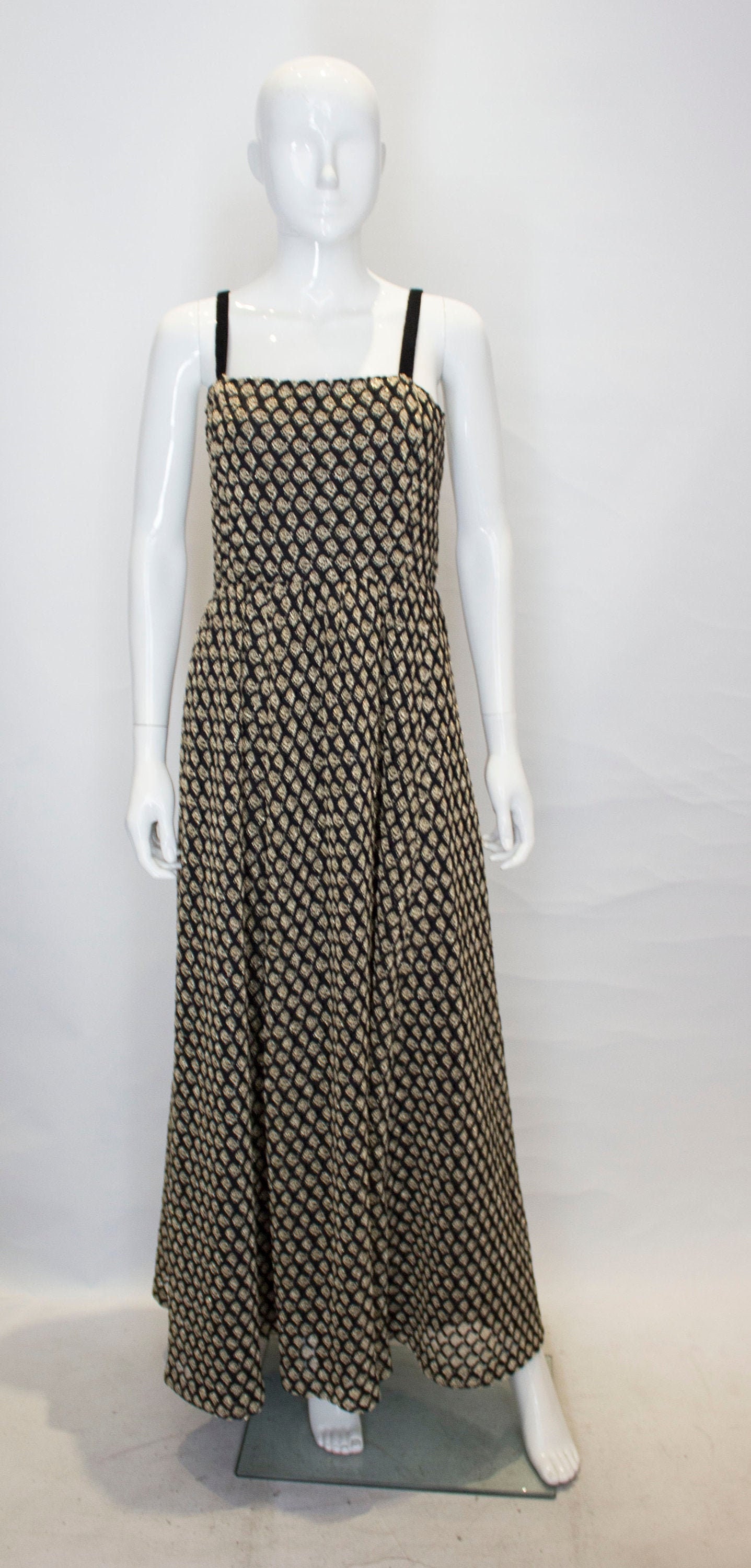 Image of A Vintage S - S Black & Gold Full Length Party Dress
