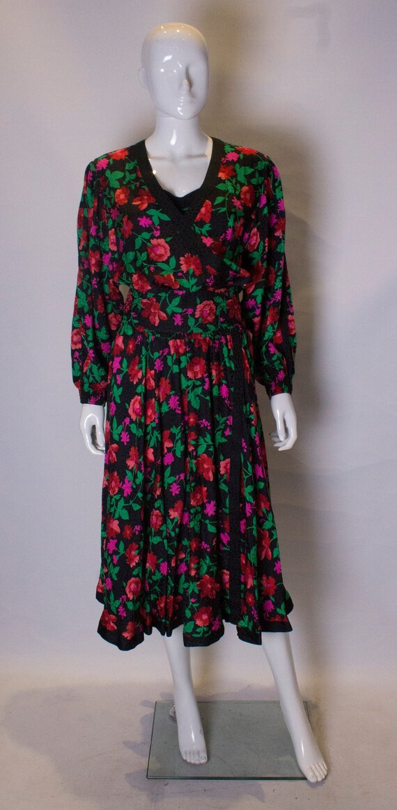 A Vintage 1980s floral Kanga Silk Dress