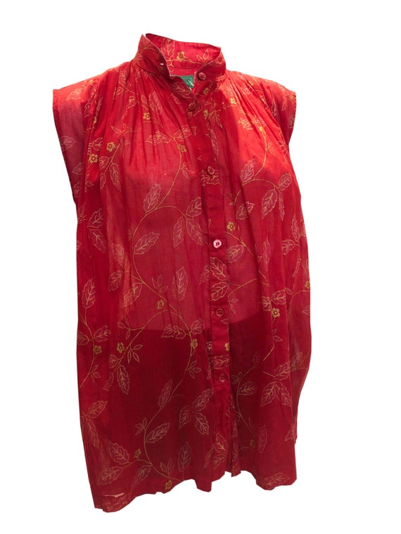 A Vintage 1970s Kenzo Paris Red and Gold Top
