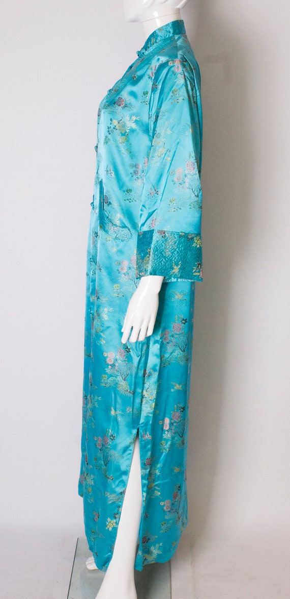 A 1960s Vintage Turquoise chinese satin embroider… - image 6