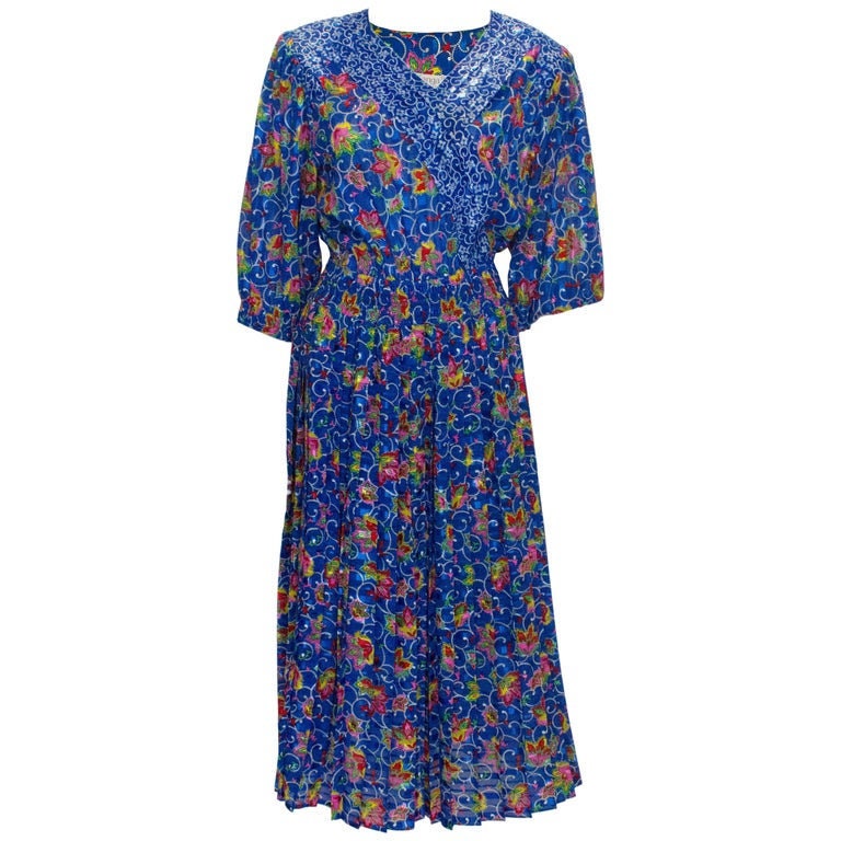 Image of A Vintage S Kanga Collection Blue Floral Dress