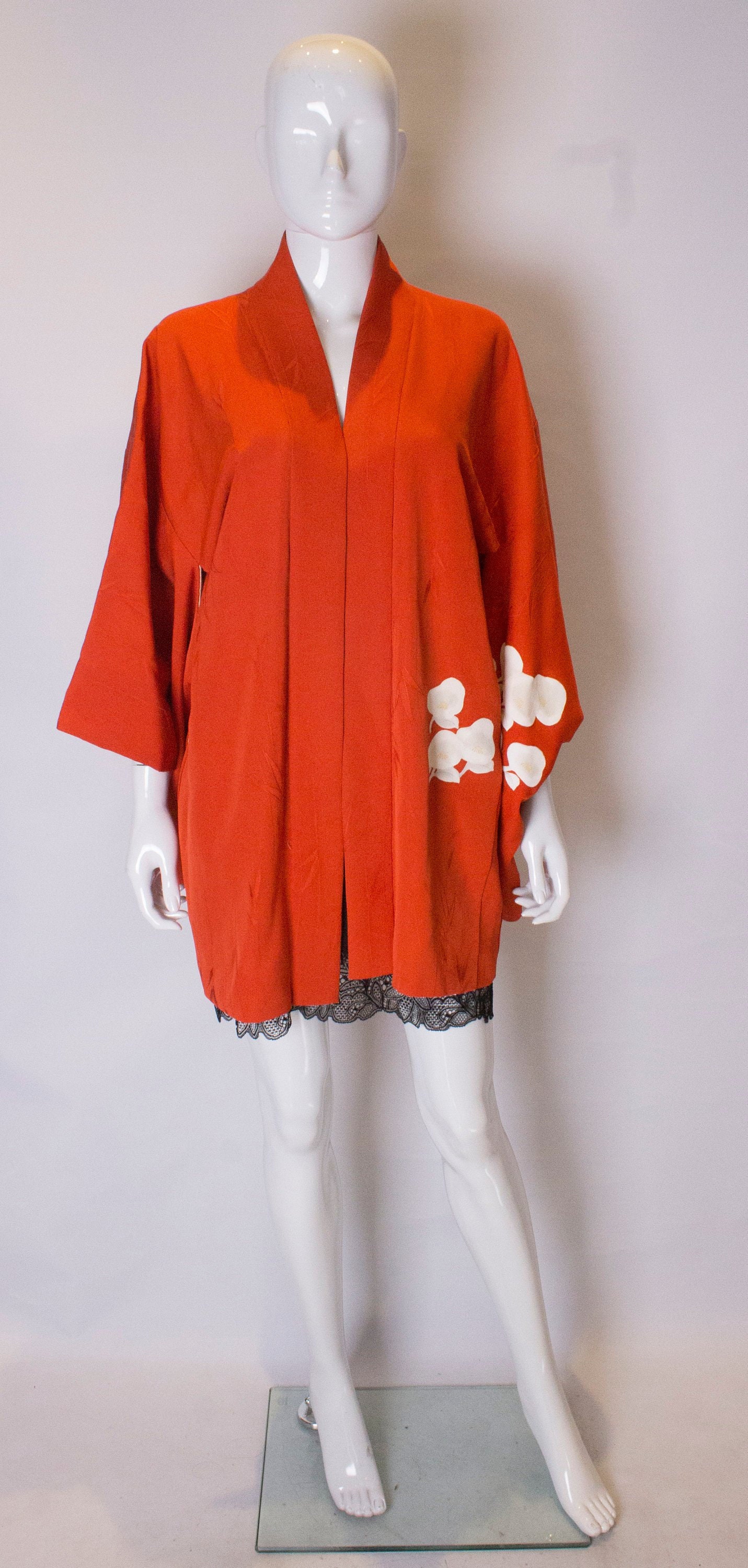 Image of A Vintage S Short Kimono, Burnt Orange Colour