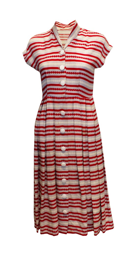 Vintage 1940s Stripe Day Dress - image 1