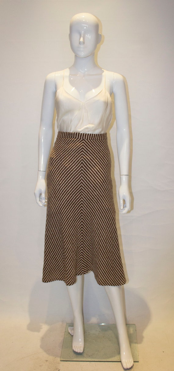 A Vintage 1970s Brown and White Stripe Skirt - image 2