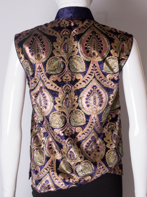 A Vintage 1990s  Silk Velvet Waistcoat - image 7